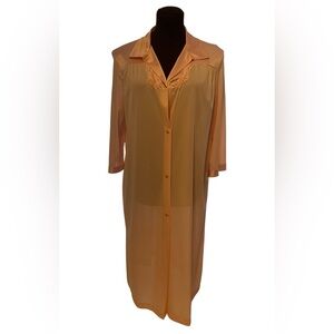 Vintage VANITY FAIR Pink Silk Satin Knee Length Button Down Bathrobe Small